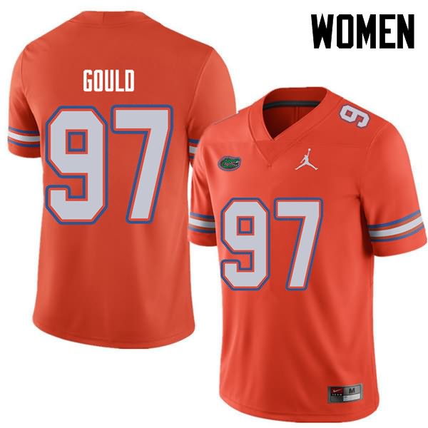 Women's NCAA Florida Gators Jon Gould #97 Stitched Authentic Jordan Brand Orange College Football Jersey TVR3765EV